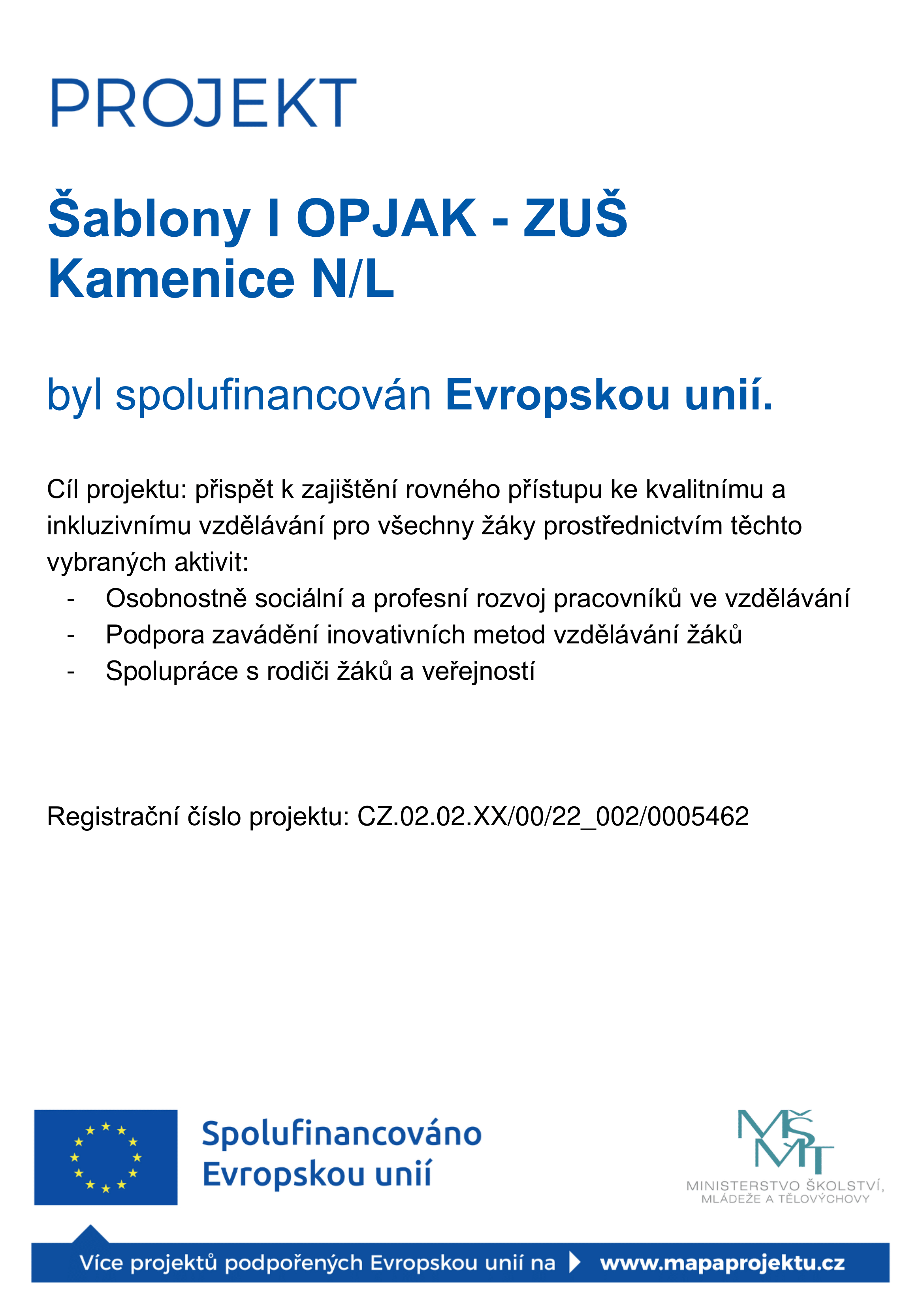 Plakát projektu Šablony